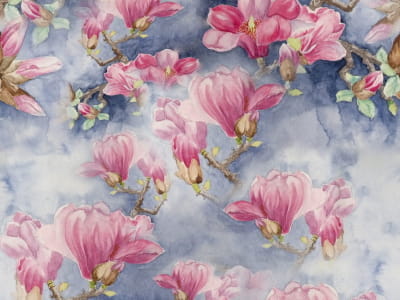 Fototapete Magnolien in den Wolken