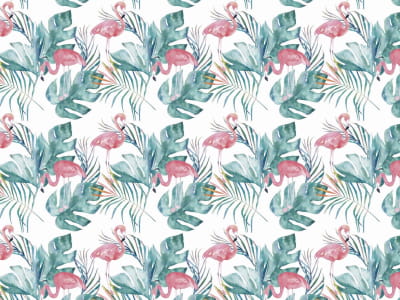Fototapete Rosa Flamingos in Blättern