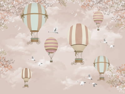 Fototapete Luftballons in rosa Wolken
