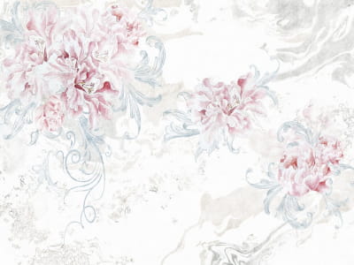Fototapete Zarte Blumen auf Marmor
