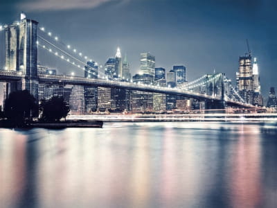 Fototapete Abenddämmerung über der Brooklyn Bridge