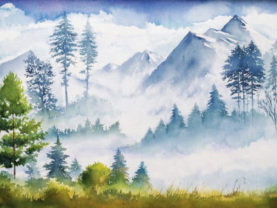 Fototapete Aquarelllandschaft