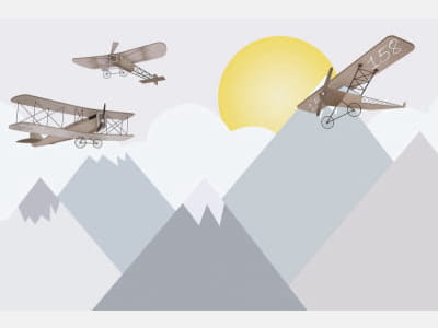 Fototapete Flugzeuge am Himmel im Morgengrauen