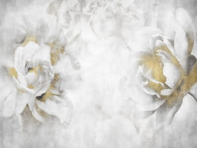 Fototapete Blumen in einem weißen Dunst