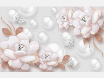 Fototapete Wunderschöne Blumen mit Perlen