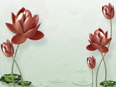 Fototapete Roter Lotus 3D