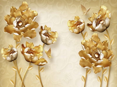 Fototapete Einzigartige goldene Blumen