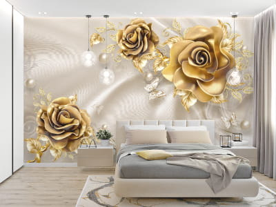 Fototapete Wunderschöne goldene Rosen 3D