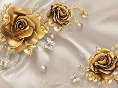 Fototapete Wunderschöne goldene Rosen 3D