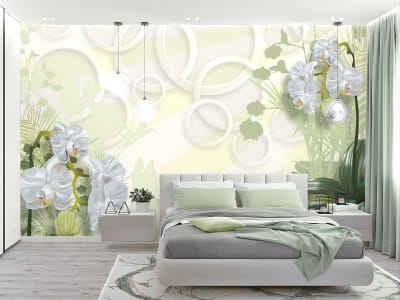 Fototapete Weiße Orchideen und Ringe