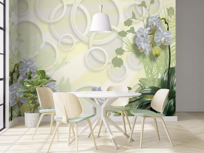 Fototapete Weiße Orchideen und Ringe