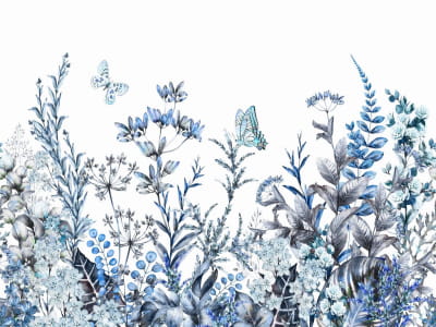 Fototapete Blaue Sommerblumen