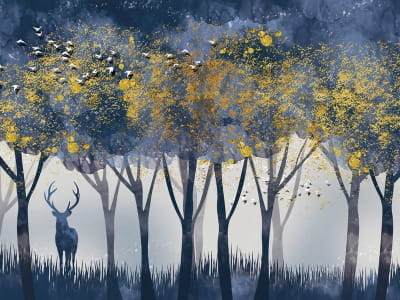 Fototapete Hirsche in einem dichten Wald