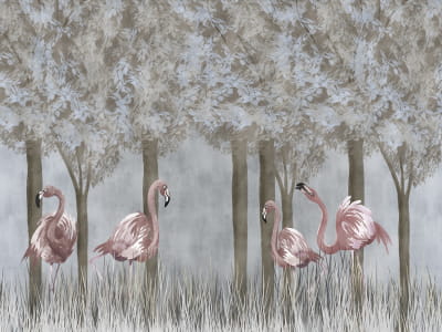 Fototapete Flamingo im Garten