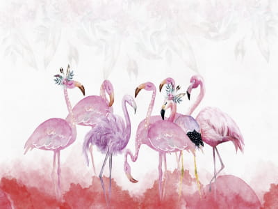 Fototapete Zarte rosa Flamingos