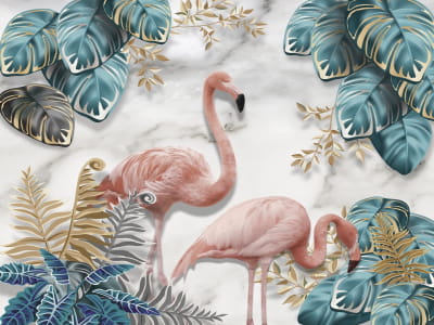 Fototapete Flamingos in den Tropen 3D