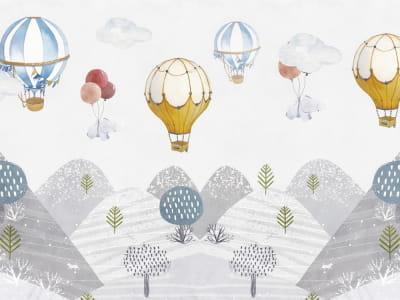 Fototapete Heißluftballons über den Hügeln