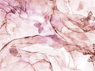 Fototapete Schmetterlinge über dem rosa Meer