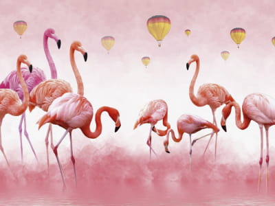 Fototapete Flamingo im nebligen Dunst