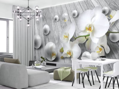 Fototapete Orchidee und Perlen 3D