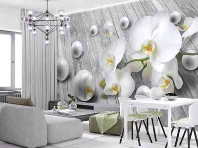 Fototapete Orchidee und Perlen 3D