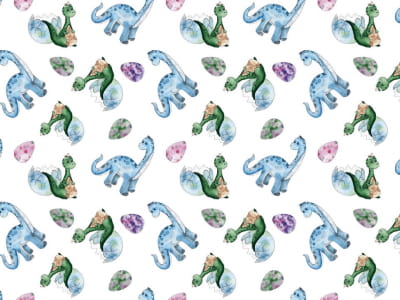 Fototapete Niedliches Dinosaurier-Aquarell