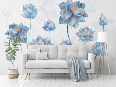 Fototapete Blau blühender Lotus