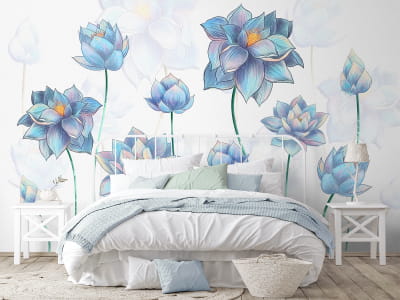 Fototapete Blau blühender Lotus