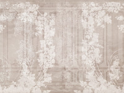 Fototapete Zarte Blumen an der Wand