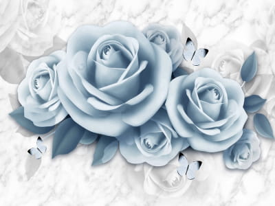 Fototapete Blaue Rosen 3D