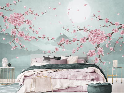 Fototapete Sakura unter dem Mond