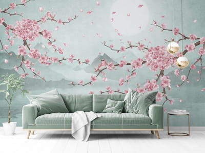Fototapete Sakura unter dem Mond