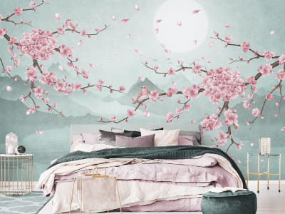 Fototapete Sakura unter dem Mond
