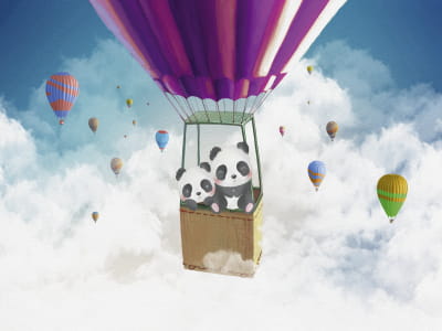Fototapete Heißluftballonflug