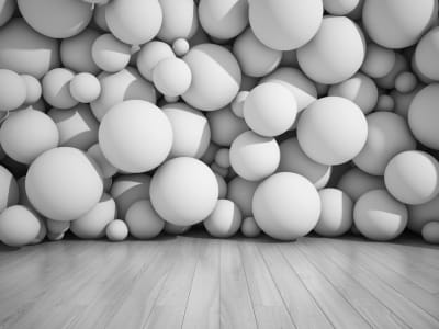 Fototapete Graue Kugeln 3D
