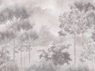Fototapete Laubwald, Zeichnung