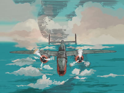 Fototapete Flugzeugflug über das Meer