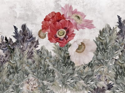 Fototapete Strauß Mohnblumen
