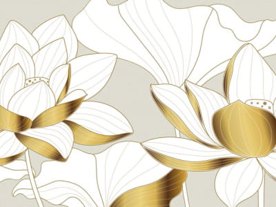 Fototapete Goldene Lotusblumen