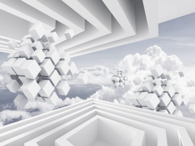Fototapete Würfel im Himmel 3D