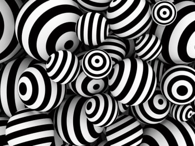 Fototapete Schwarze und weiße 3D-Kugeln