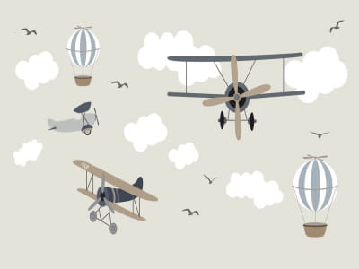 Fototapete Flugzeuge und Heißluftballons