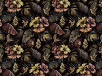 Fototapete Tropische Blumen mit Vögeln