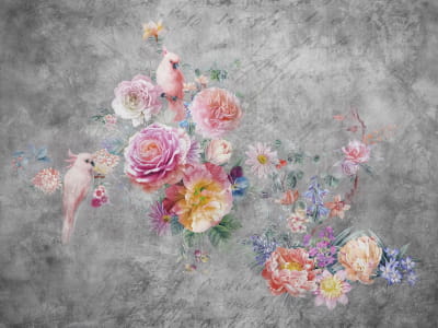 Fototapete Wunderschöne Vögel und Blumen