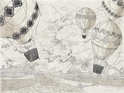 Fototapete Luftballons, Zeichnung