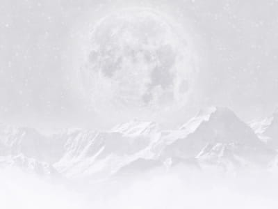 Fototapete Mond über den Bergen, Zeichnung