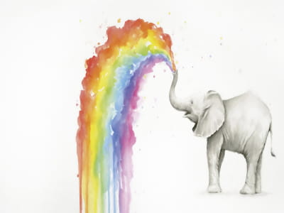 Fototapete Regenbogenelefant
