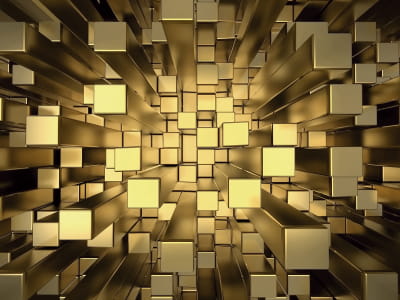 Fototapete Goldene Würfel 3D