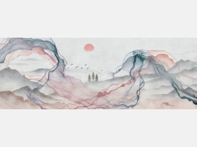 Fototapete Berglandschaft, Aquarell