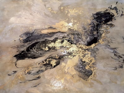 Fototapete Goldenes Aquarell